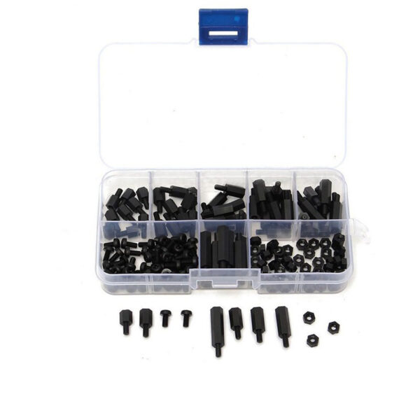 Colunas Espaçadoras/Parafusos/Porcas de Nylon Kit M3 (180 pçs. ou 300 pçs.)