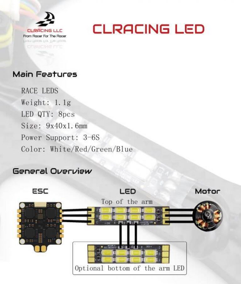 6 LED + Conexión ESC CLRACING (4 piezas) - Iha Race