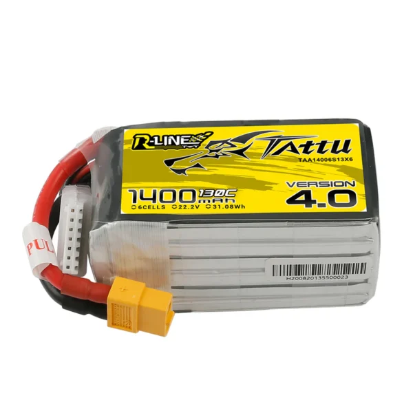 Batería Tattu R-Line versión 4.0 de 1400 mAh, 6S, 22,2 V y 130 C  XT60