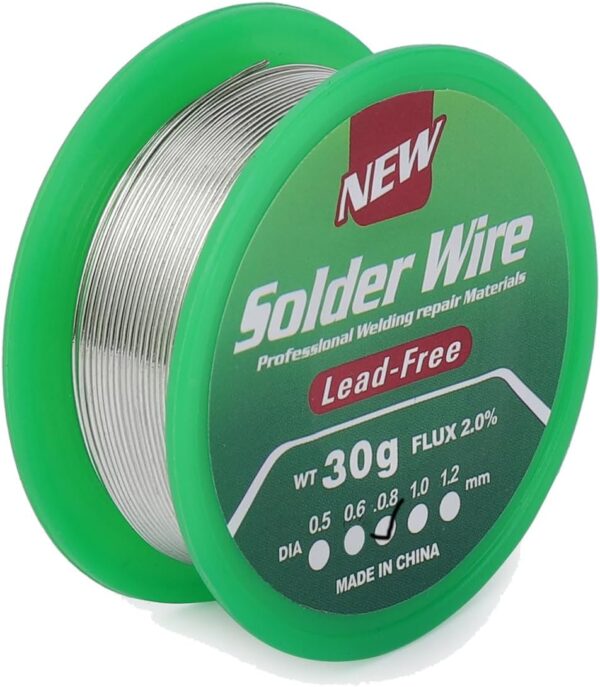 Hilo  de soldadura de 0.8 mm, Sn99.3/Cu0.7, 20 g, con fundente y núcleo de resina 30g