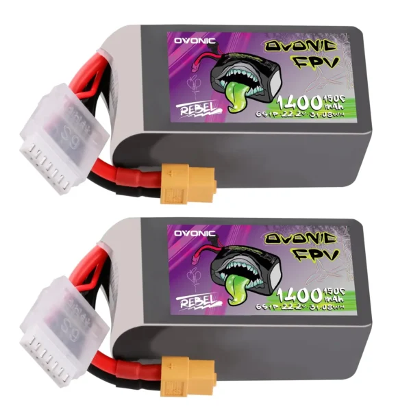 Pack 2 Baterias LiPo 6S 1400mAh 150C Ovonic Rebel 2.0 XT60 FPV | IHA Race