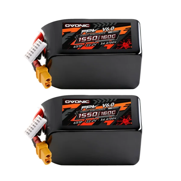 Pack 2 Baterias LiPo 6S 1550mAh 160C Ovonic XT60 FPV Racing | IHA Race