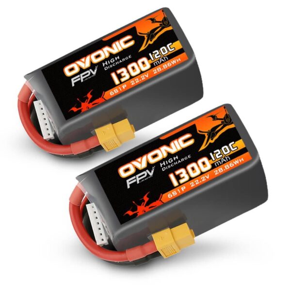 Pack 2 Baterias LiPo 6S 1300mAh 120C Ovonic XT60 FPV Racing | IHA Race