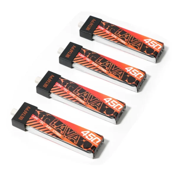 Pack 4 Baterías BETAFPV LAVA 1S 450mAh 75C LiHV BT2.0
